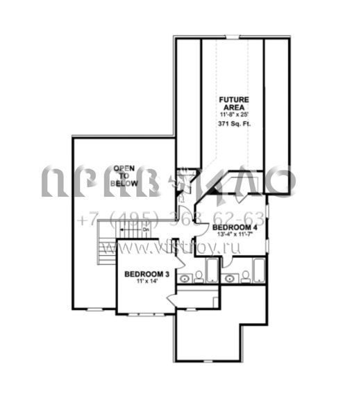 Проект двухэтажного дома с гаражом на три и более машин в стиле Ранчо S5-229 (036-00103)