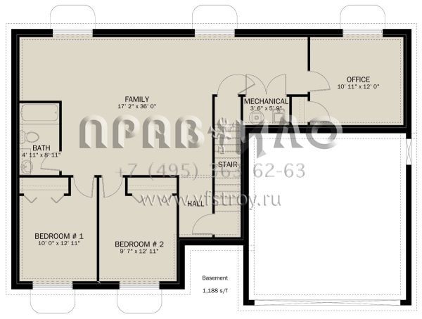 Проект одноэтажного дома с гаражом на две машины в стиле Ранчо S5-116 (2802-00189)