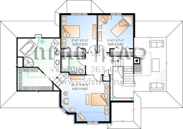 Проект двухэтажного дома с гаражом на одну машину в английском стиле S5-212 (034-00517)