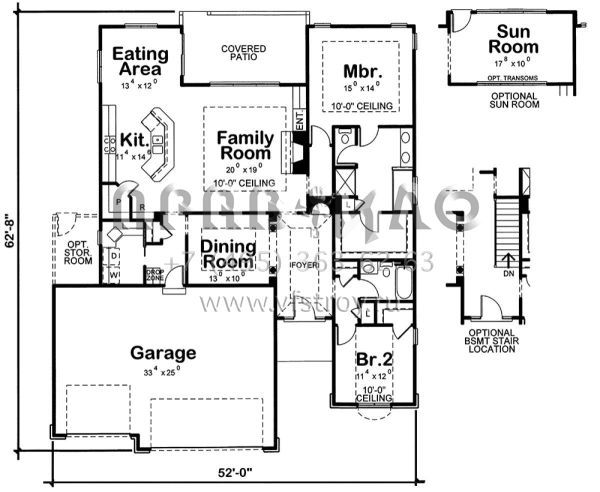 Проект одноэтажного дома с гаражом на три и более машин в стиле Ранчо S5-166 (402-01554)