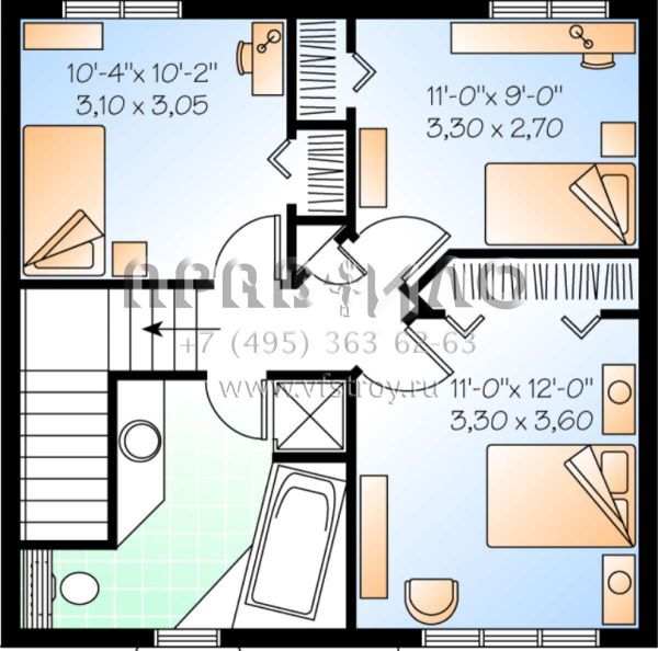 Проект двухэтажного дома без гаража в стиле Ранчо S5-118 (034-00126)