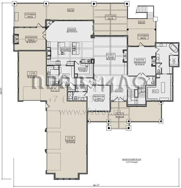 Проект двухэтажного дома с гаражом на три и более машин в американском стиле S5-321 (5631-00142)