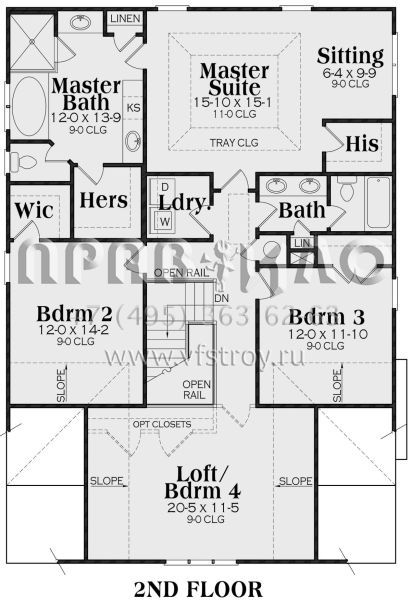 Проект двухэтажного дома с гаражом на две машины в стиле Ранчо S5-251 (009-00246)