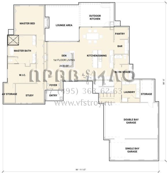 Проект двухэтажного дома с гаражом на три и более машин в современном стиле S5-380 (881-00005)