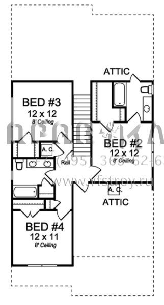 Проект двухэтажного дома с гаражом на две машины в стиле Ранчо S5-207 (4848-00334)
