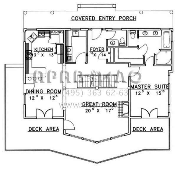 Проект двухэтажного дома без гаража в стиле Шале S5-212 (039-00448)