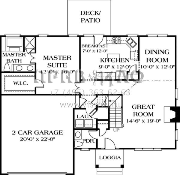 Проект двухэтажного дома с гаражом на две машины в стиле Ранчо S5-163 (3323-00039)