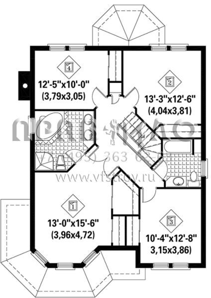 Проект двухэтажного дома без гаража в английском стиле S5-212 (6146-00228)