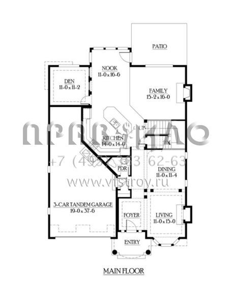 Проект двухэтажного дома с гаражом на три и более машин в американском стиле S5-301 (341-00122)