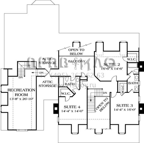 Проект двухэтажного дома с гаражом на три и более машин в стиле Ранчо S5-373 (3323-00399)