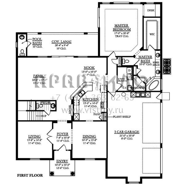 Проект двухэтажного дома с гаражом на три и более машин в прибрежном стиле S5-350 (3978-00177)
