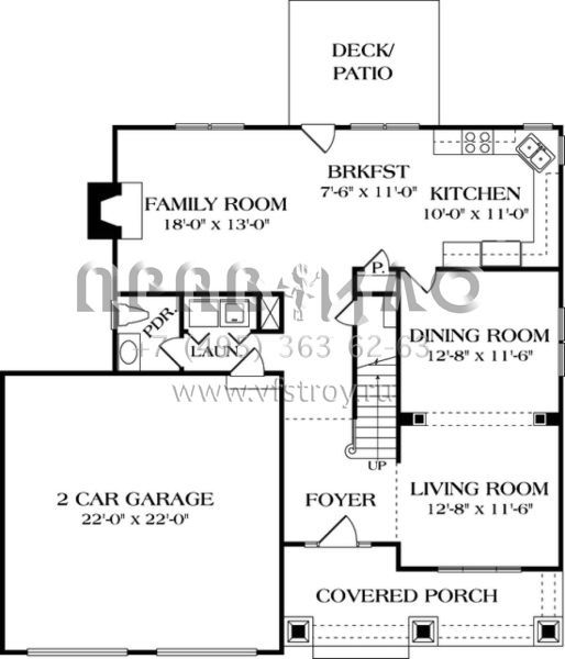 Проект двухэтажного дома с гаражом на две машины в американском стиле S5-186 (3323-00067)