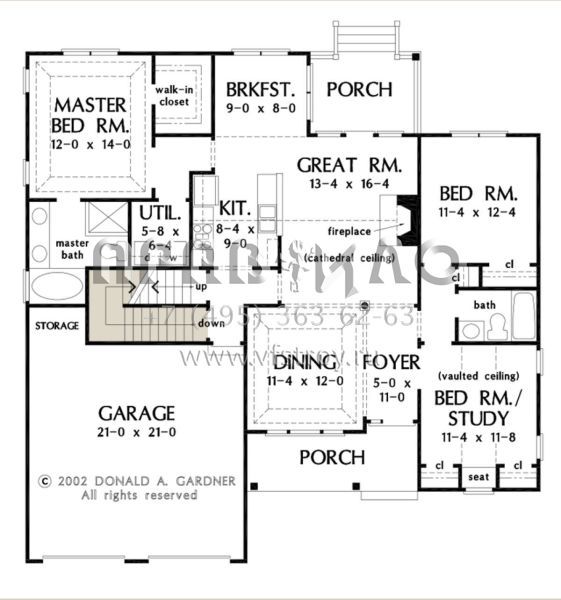 Проект одноэтажного дома с гаражом на две машины в стиле Ранчо S5-135 (2865-00098)