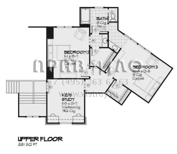 Проект двухэтажного дома с гаражом на три и более машин в стиле Ранчо S5-331 (1637-00144)