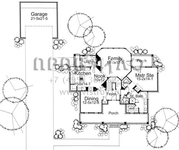 Проект двухэтажного дома с гаражом на две машины в стиле Ранчо S5-173 (9401-00044)