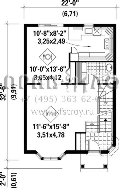 Проект двухэтажного дома без гаража в английском стиле S5-128 (6146-00152)