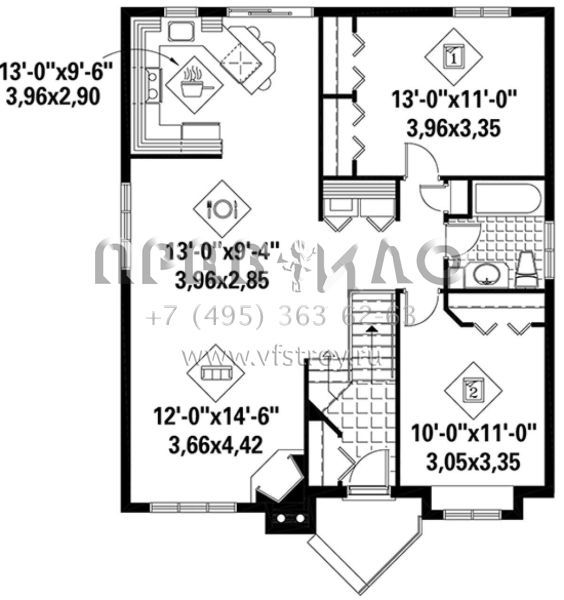 Проект одноэтажного дома без гаража в современном стиле S5-97 (6146-00279)