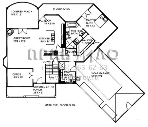 Проект двухэтажного дома с гаражом на три и более машин в скандинавском стиле S5-359 (039-00654)