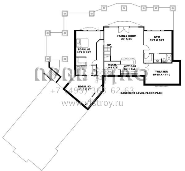 Проект двухэтажного дома с гаражом на три и более машин в американском стиле S5-427 (039-00690)