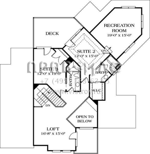Проект двухэтажного дома с гаражом на две машины в стиле Ранчо S5-270 (3323-00207)