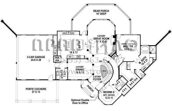 Проект двухэтажного дома с гаражом на три и более машин в английском стиле S5-290 (4195-00033)