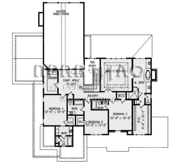 Проект двухэтажного дома с гаражом на три и более машин в стиле Ранчо S5-422 (699-00172)