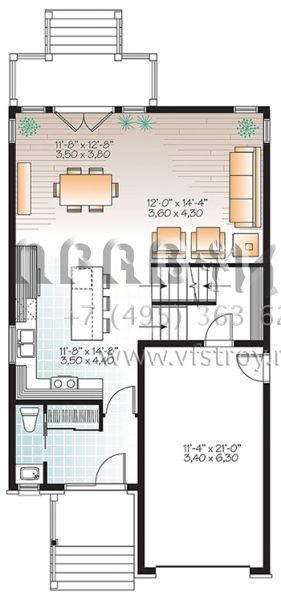 Проект двухэтажного дома с гаражом на одну машину в современном стиле S5-156 (034-01110)