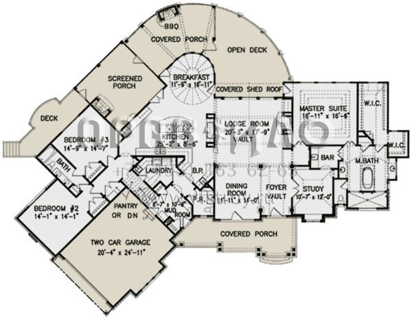 Проект двухэтажного дома с гаражом на две машины в стиле Ранчо S5-290 (699-00011)