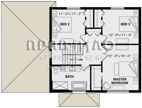 Проект двухэтажного дома с цокольным этажом и гаражом на одну машину  S5-158 (034-01147)