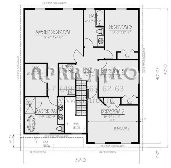 Проект двухэтажного дома с гаражом на одну машину в стиле Ранчо S5-211 (1754-00040)