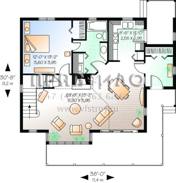 Проект двухэтажного дома без гаража в современном стиле S5-148 (034-00118)