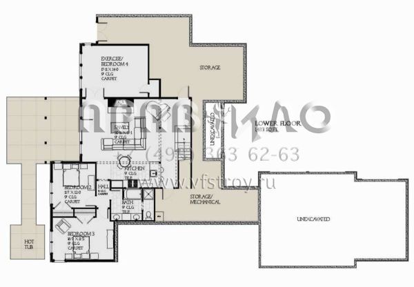 Проект одноэтажного дома с гаражом на три и более машин в стиле Ранчо S5-372 (1637-00150)