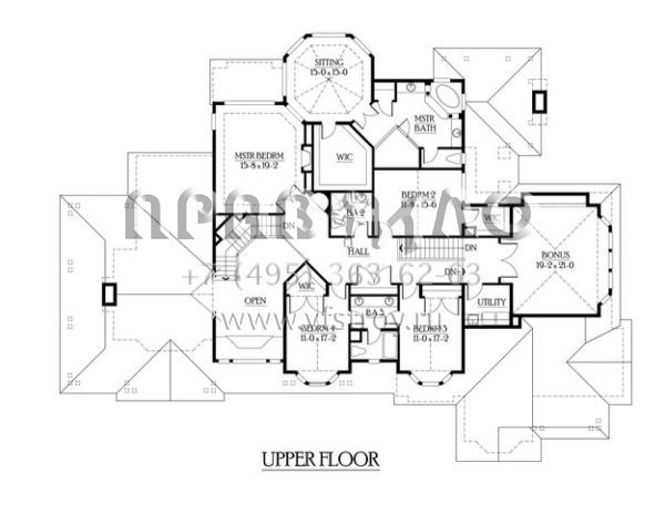 Проект двухэтажного дома с гаражом на три и более машин в стиле Ранчо S5-612 (341-00292)