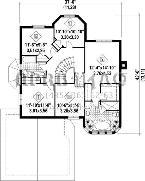 Проект двухэтажного дома с гаражом на две машины в английском стиле S5-239 (6146-00069)