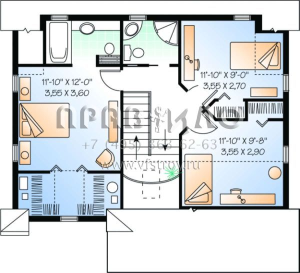 Проект двухэтажного дома без гаража в стиле Ранчо S5-135 (034-00012)
