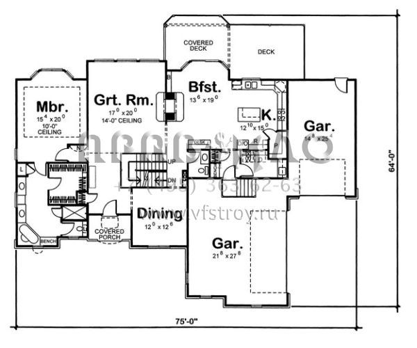 Проект двухэтажного дома с гаражом на три и более машин в английском стиле S5-264 (963-00039)