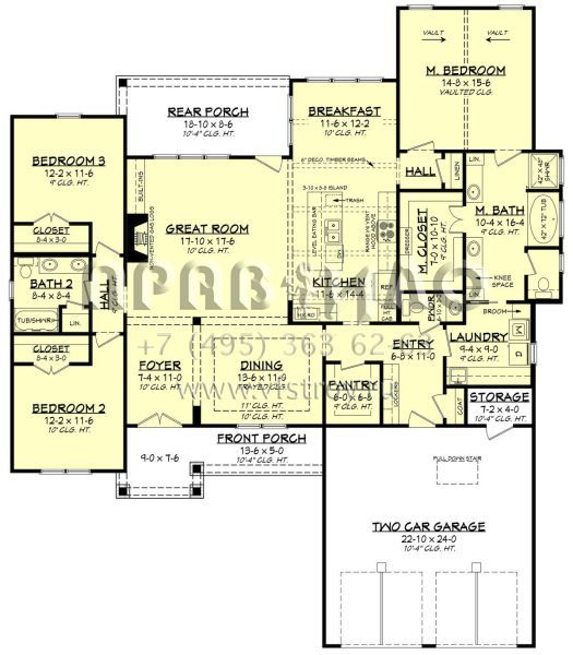 Проект одноэтажного дома с гаражом на две машины в современном стиле S5-208 (041-00290)