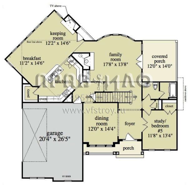Проект двухэтажного дома с гаражом на две машины в стиле Ранчо S5-325 (957-00053)