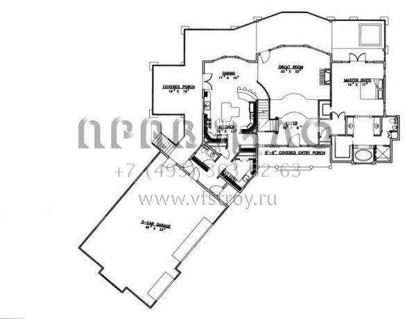 Проект двухэтажного дома с гаражом на три и более машин в современном стиле S5-371 (039-00503)