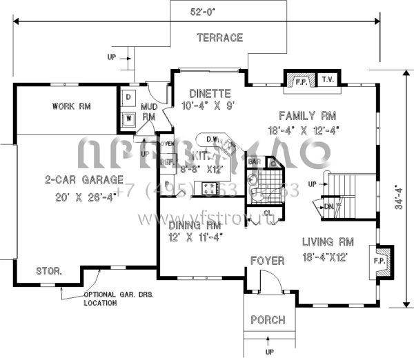 Проект двухэтажного дома с гаражом на две машины в стиле Ранчо S5-181 (033-00108)