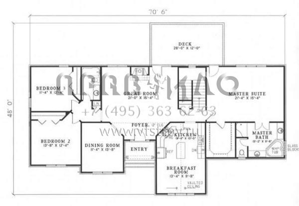 Проект двухэтажного дома с гаражом на две машины в стиле Ранчо S5-284 (110-00287)