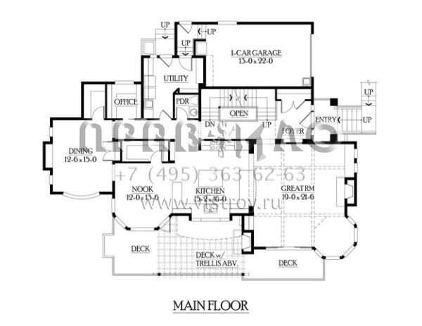 Проект двухэтажного дома с гаражом на три и более машин в стиле Шале S5-375 (341-00241)