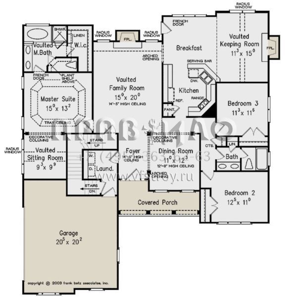 Проект одноэтажного дома с гаражом на две машины в стиле Ранчо S5-191 (8594-00349)