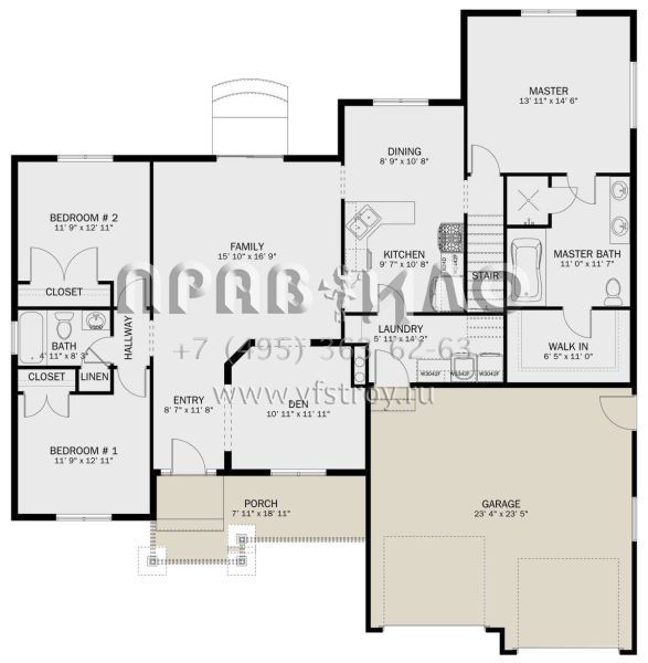 Проект одноэтажного дома с гаражом на две машины в стиле Ранчо S5-161 (2802-00247)