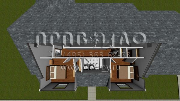 Проект двухэтажного дома с гаражом на две машины в стиле Ранчо S5-191 (4848-00023)