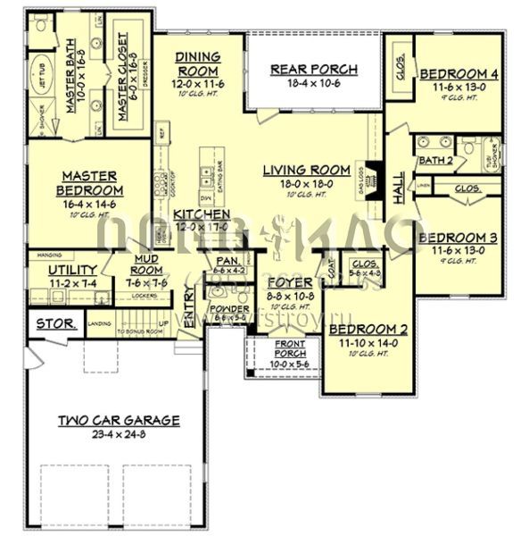 Проект двухэтажного дома с гаражом на две машины в английском стиле S5-228 (041-00143)