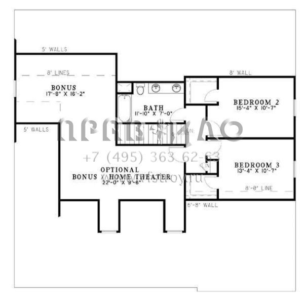 Проект двухэтажного дома с гаражом на две машины в стиле Ранчо S5-204 (110-00617)