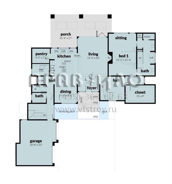 Проект двухэтажного дома с гаражом на две машины в современном стиле S5-299 (028-00187)