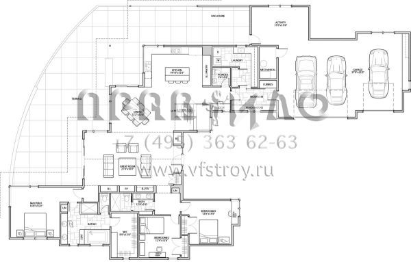 Проект двухэтажного дома с гаражом на три и более машин в современном стиле S5-304 (5829-00016)