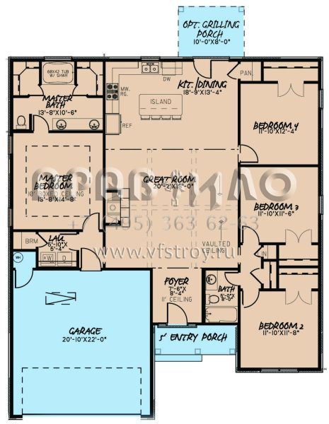 Проект одноэтажного дома с гаражом на две машины в английском стиле S5-166 (8318-00139)
